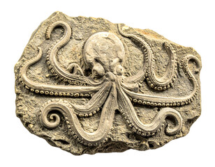 Ancient Octopus Fossil in Gray Sedimentary Rock