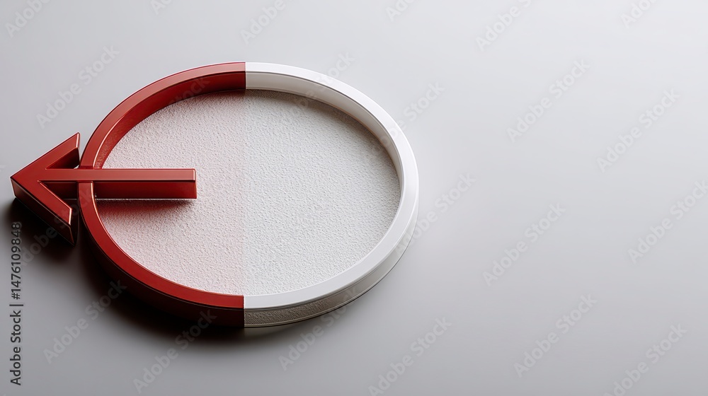 Poster red arrow circle 3d icon progress return loop cycle direction graphic design eleme