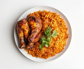 Roasted chicken thighs and flavorful rice dish