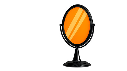 Oval Orange Mirror Reflection on Black Background