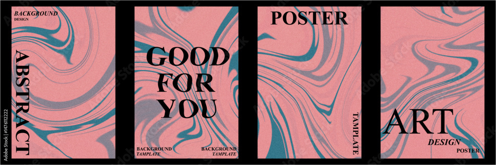 Poster abstract poster set with wavy and textured grain effect. modern minimal design for creative backgrou