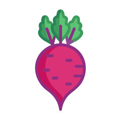 Stylized beetroot illustration against a black background, simple icon