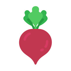 Isolated vector radish illustration with green leaves, flat style