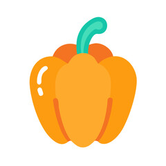 Vibrant Orange Pepper Illustration on Black Background, Flat Design