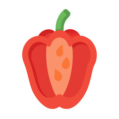 Minimalistic red bell pepper slice on a black background