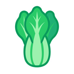 Stylized flat graphic of fresh bok choy on black