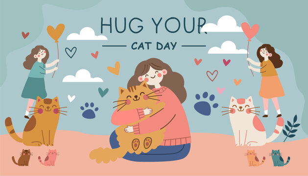 background, hug your cat day theme - Powered by Adobe