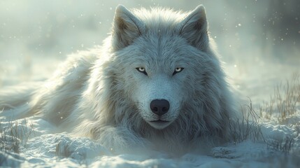 Obraz premium Majestic Arctic Wolf in Winter Wonderland