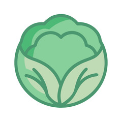 Stylized green cabbage isolated on black background illustration
