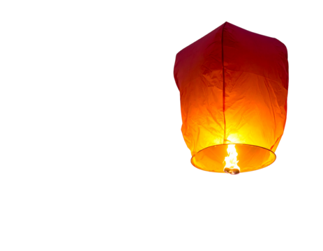 Orange Sky Lantern Floating in the Night