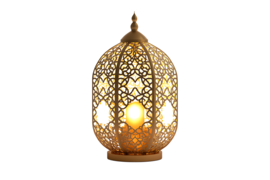 Ornate Golden Ramadan Lantern on Transparent Background