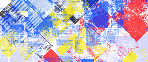 Obraz premium Vector new style newspaper paper grunge vintage colorful poster with the words
