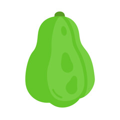 Isolated light green chayote squash illustration on black background