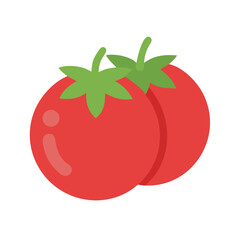 Two vibrant red tomatoes with green stems on black