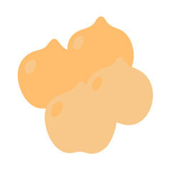 Three stylized tan chickpea shapes against a black background