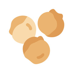 Three tan chickpeas displayed on plain black background graphic