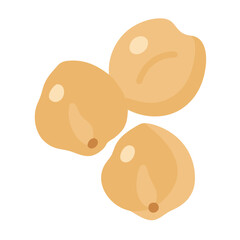 Three chickpeas isolated on black background, minimalist design element