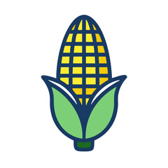 Stylized single corn cob on a black background image