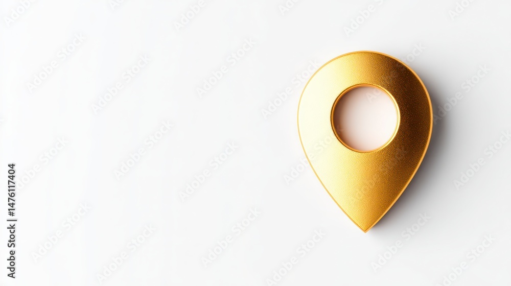 Poster golden location pin map pointer gps navigation travel destination place 3d render