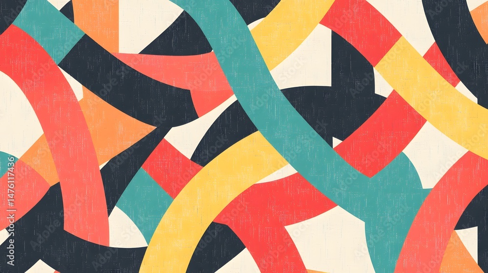 Aufkleber Vibrant abstract pattern of overlapping curved lines.