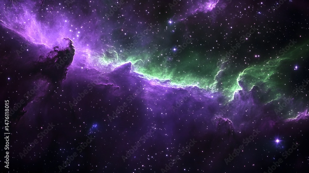 Poster cosmic nebulae display of vibrant hues in deep space.