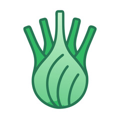 Obraz premium Illustration of fennel bulb with green shades on black