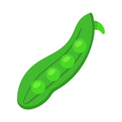 Bright green pea pod with plump peas inside