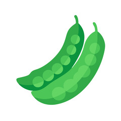 Stylized image of two green pea pods on black