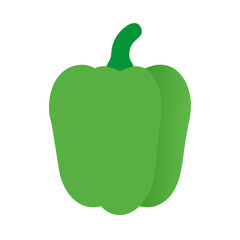 Flat vector green bell pepper on a black background