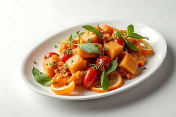 Culinary art on a bright counter vibrant salad creation with fresh ingredients close-up