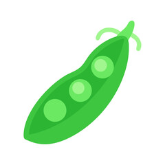 Simple stylized green pea pod with three peas inside