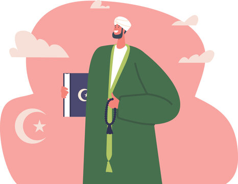 Muslim priest character vector illustration