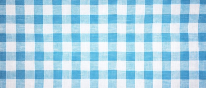 Fototapeta Classic Blue and White Gingham Fabric Pattern Overhead Shot for Picnic or Kitchen Scene Background Texture