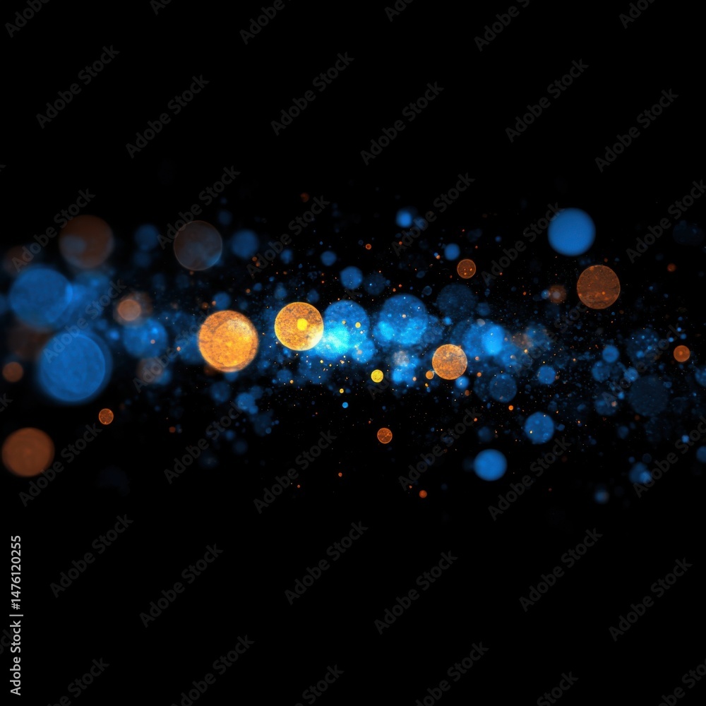 Poster abstract glowing orbs floating in space dark background artistic render close up bokeh effect