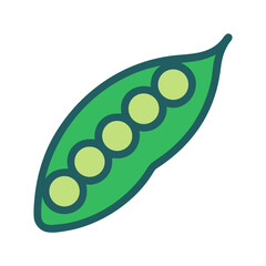 Green pea pod with seeds, a simple vector illustration