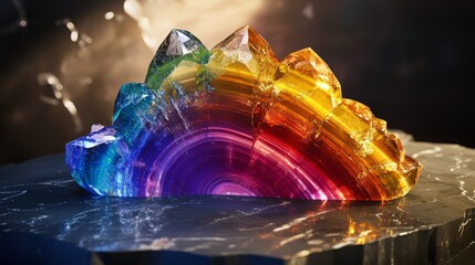 Composed of intricate, ever-flowing radio signals, the figure pulses with divine chakra energy, immersed in a boundless ocean of iridescent geological waves.