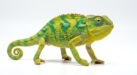 Colorful Chameleon on White Background