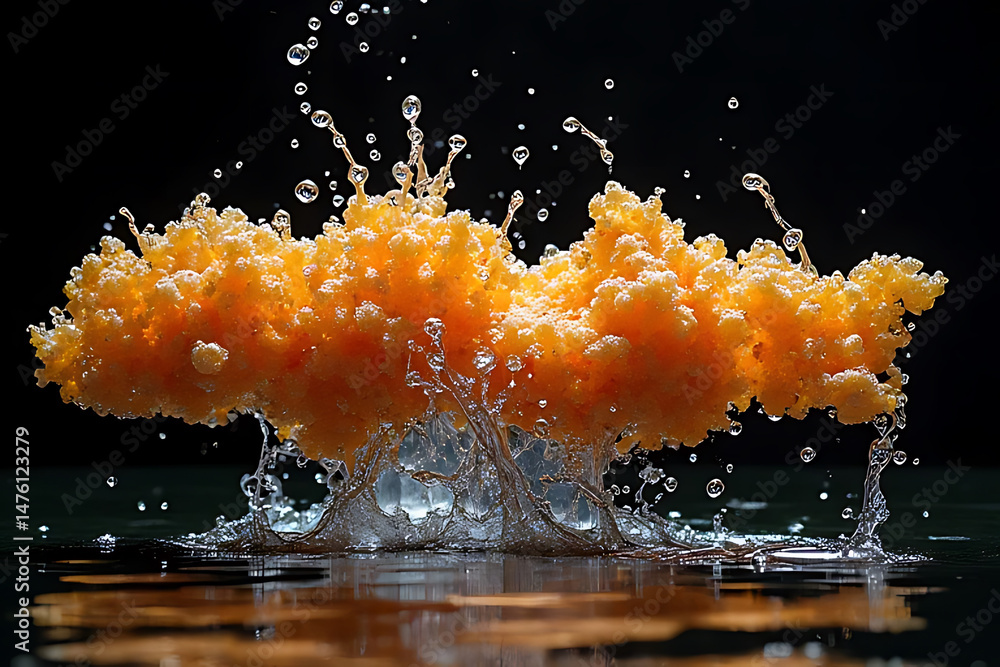 Poster vibrant splashing celery foam experiment studio high-speed photography dark background close-up