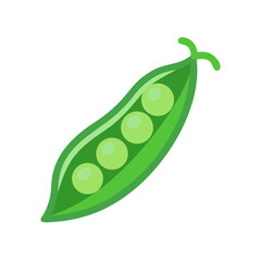 Green peas in a pod illustration on black background