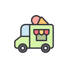 Delightful Ice Cream Truck Illustration With Sweet Treats On Top