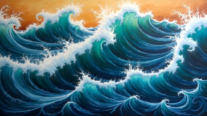 Artistic wave pattern showcasing dynamic ocean movement with layered textures and colors