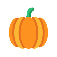 Orange pumpkin on black background, digital flat style