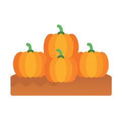 Stylized pumpkins on a mound against a dark background