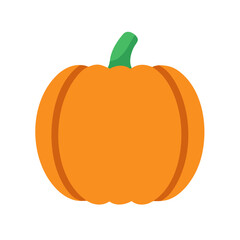 Stylized orange pumpkin with green stem on black background