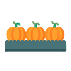 Three Pumpkins in a Row Flat Design Vector Illustration