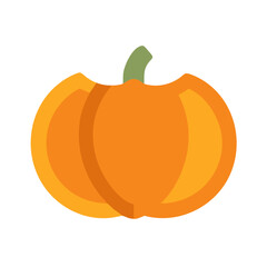 Flat orange pumpkin illustration on black background, simple vector