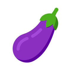 Isolated purple eggplant flat design illustration on black background