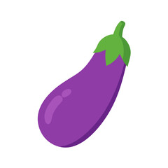 Single cartoon eggplant on black background food illustration