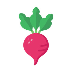Simple flat vector illustration of a fresh red radish
