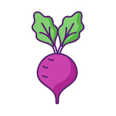 Cartoon beetroot with leaves on a black background